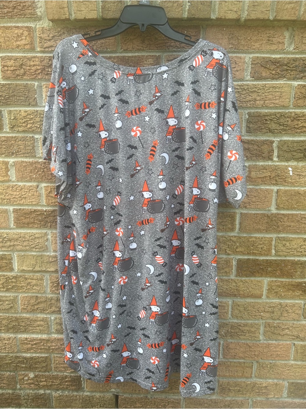 Munki Munki Peanuts Gray sleep shirt with Orange Halloween Print size 2XL - Picture 8 of 8